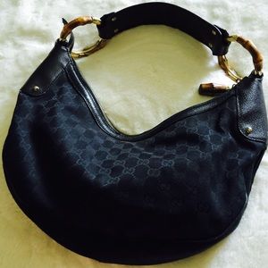 GUCCI Bamboo Ring Hobo Bag - Black